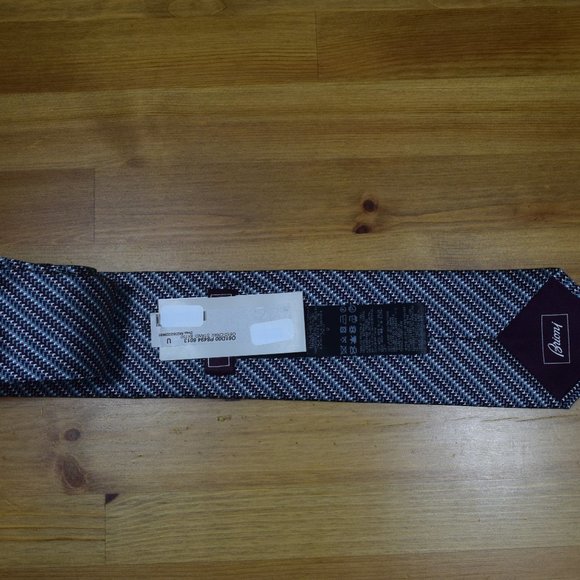 New BRIONI Blue Aqua Geometric Italy Woven Silk Neck Tie handmade in Italy $440 - Picture 10 of 13